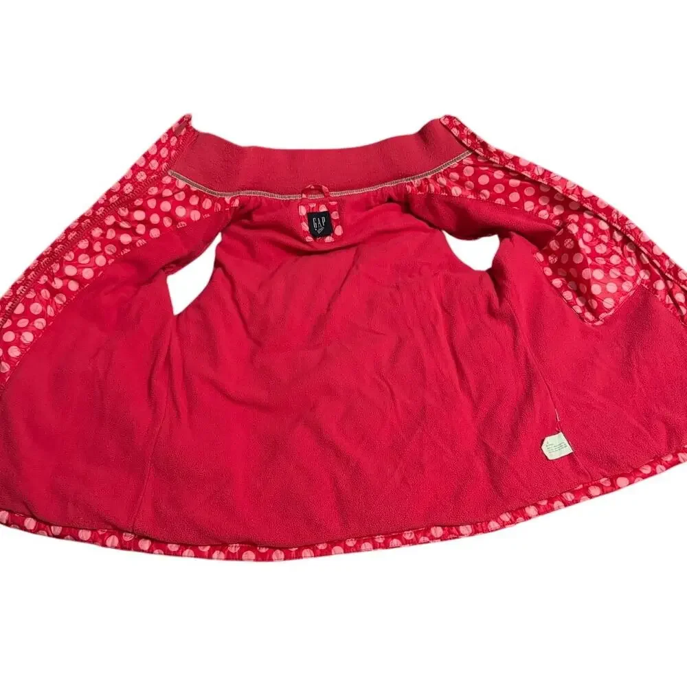 Gap Girl's Puffer Vest Kid's XL 12 Pink Polka Dots Zip Up Fleece Lined Quilted